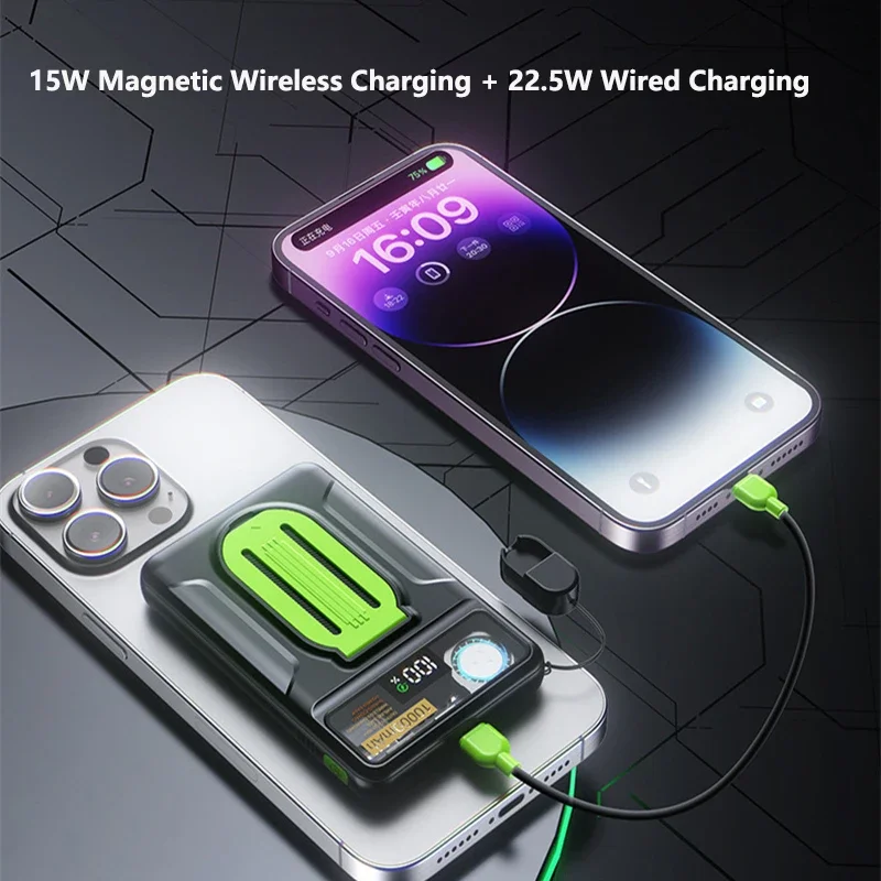 15W Magsafe Wireless Charger PD 22.5W Fast Charging Power Bank 20000mAh For iPhone 16 Xiaomi Samsung Powerbank with Cooling Fan