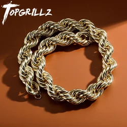 TOPGRILLZ 30MM Stainless Steel Rope Chain Gold Color Big Chunky Necklace Hip Hop Jewelry For Mens Party Gift