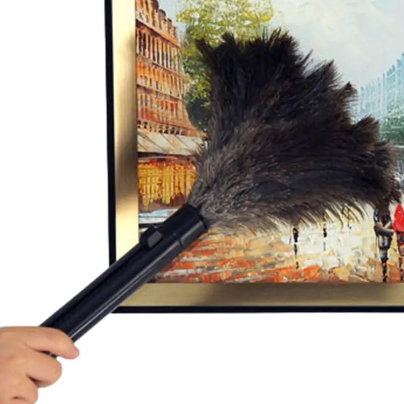 1Pcs Retractable FeatherDuster Ostrich Feathers Duster with Long Handle for Home CarOffice Cleaning Retractable Duster