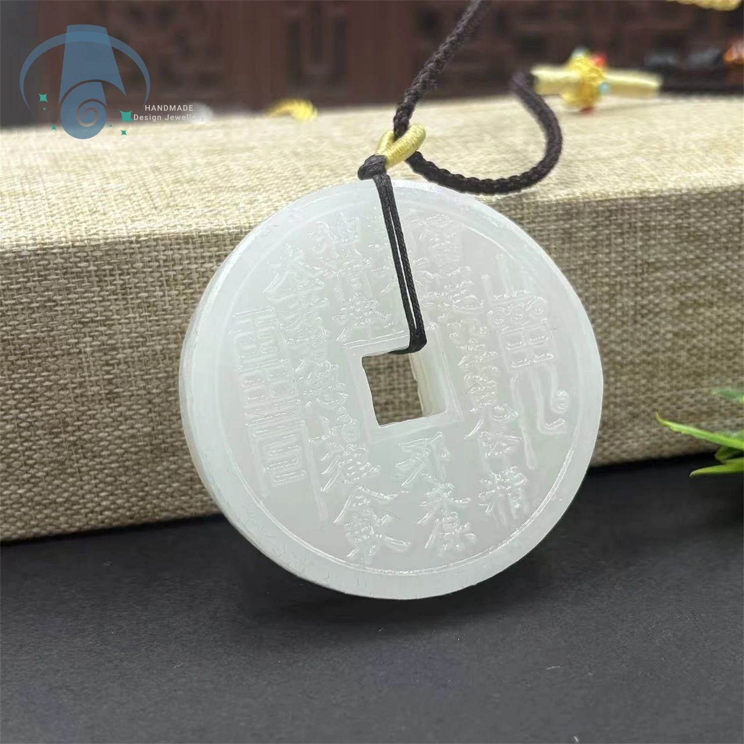 

Natural Afghan Jade Double Sided Pendant Bagua Coin Mountain Ghost Money Talisman Necklace Green White Jade Chinese Amulet Jewel