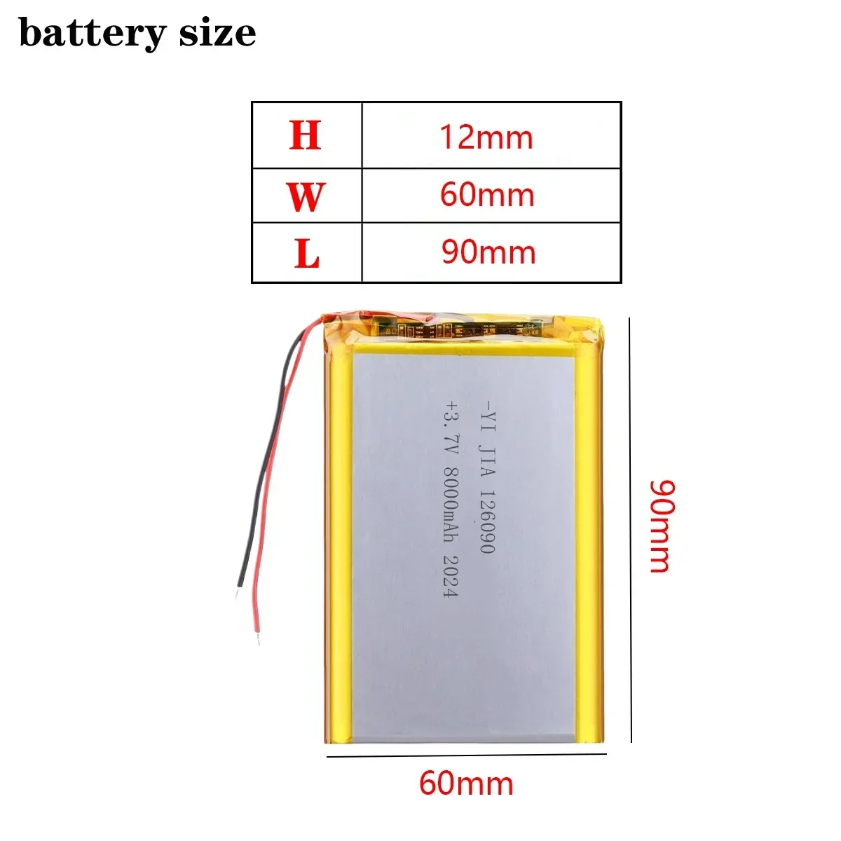 126090 8000mAh Rechargeable Charging Lithium Batteries  Lithium Polymer Battery Cell 3.7V For Power Bank 1260110 6060100 955465