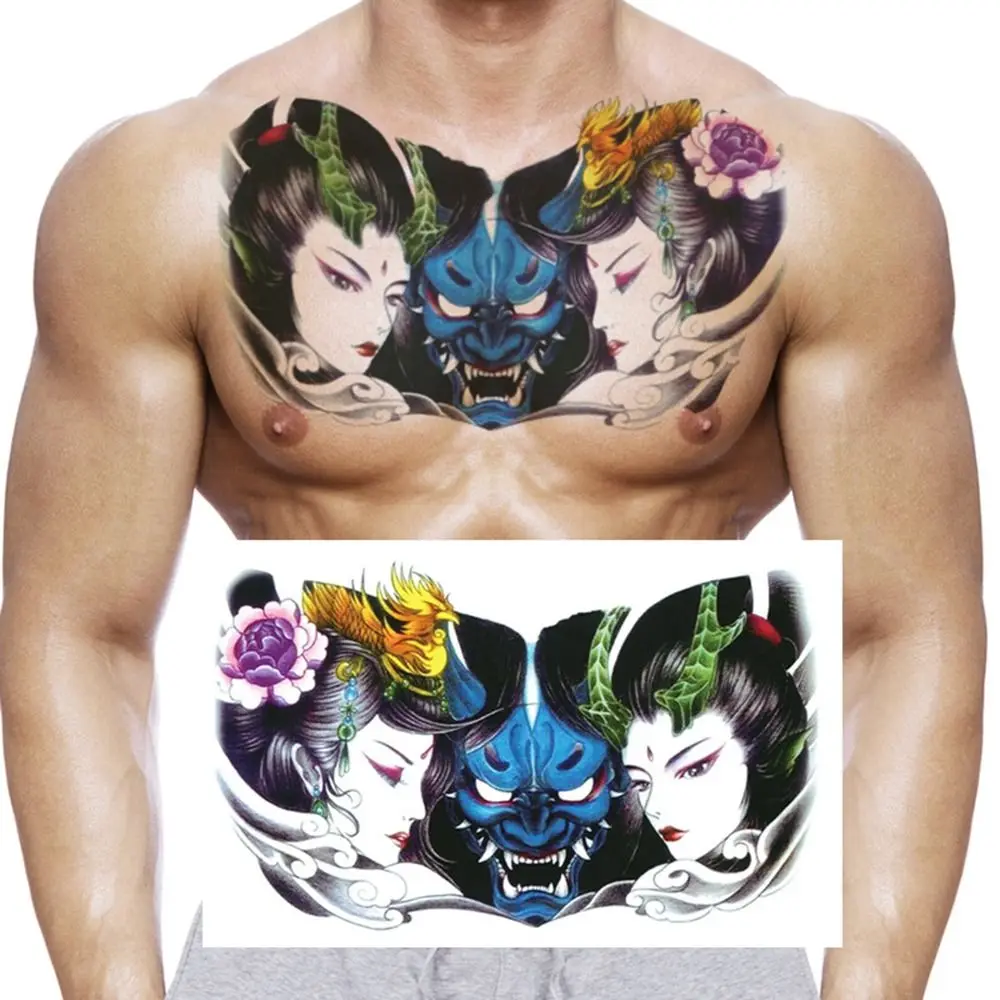 

Dragon Temporary Tattoo Stickers Long Lasting Waterproof Dragon Head Stickers Cool Semi-Permanent Dragon Head Chest Stickers Men