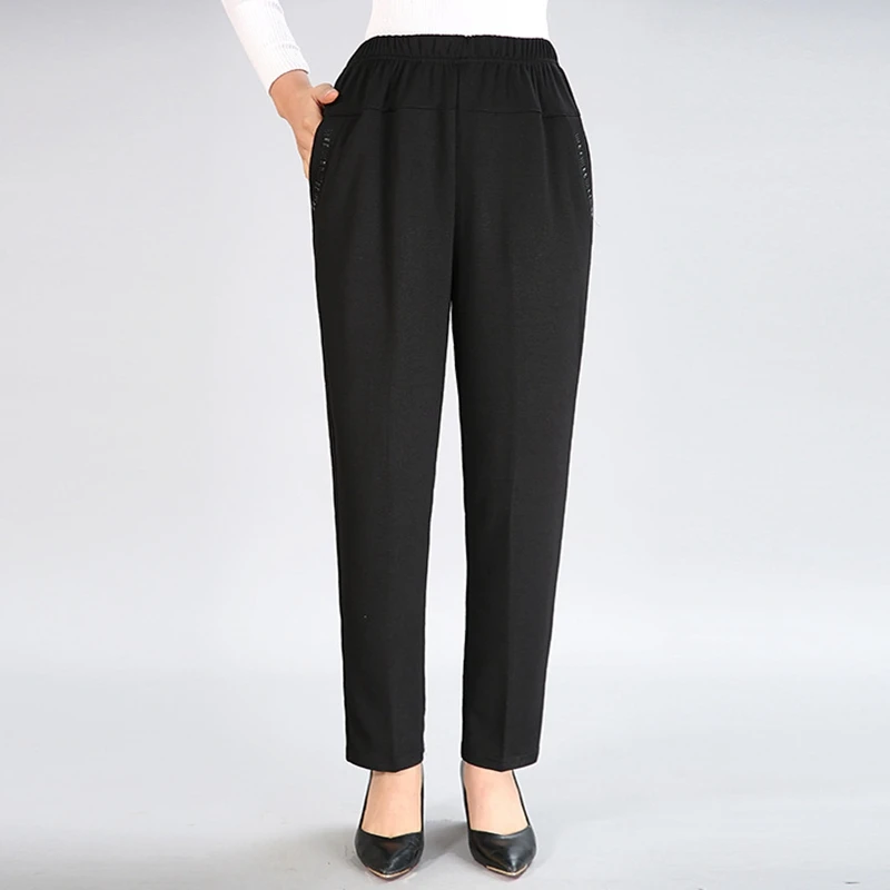 Autumn plus size high elastic casual pants 6XL 7XL 8XL fashion ladies elastic waist loose high waist pants.