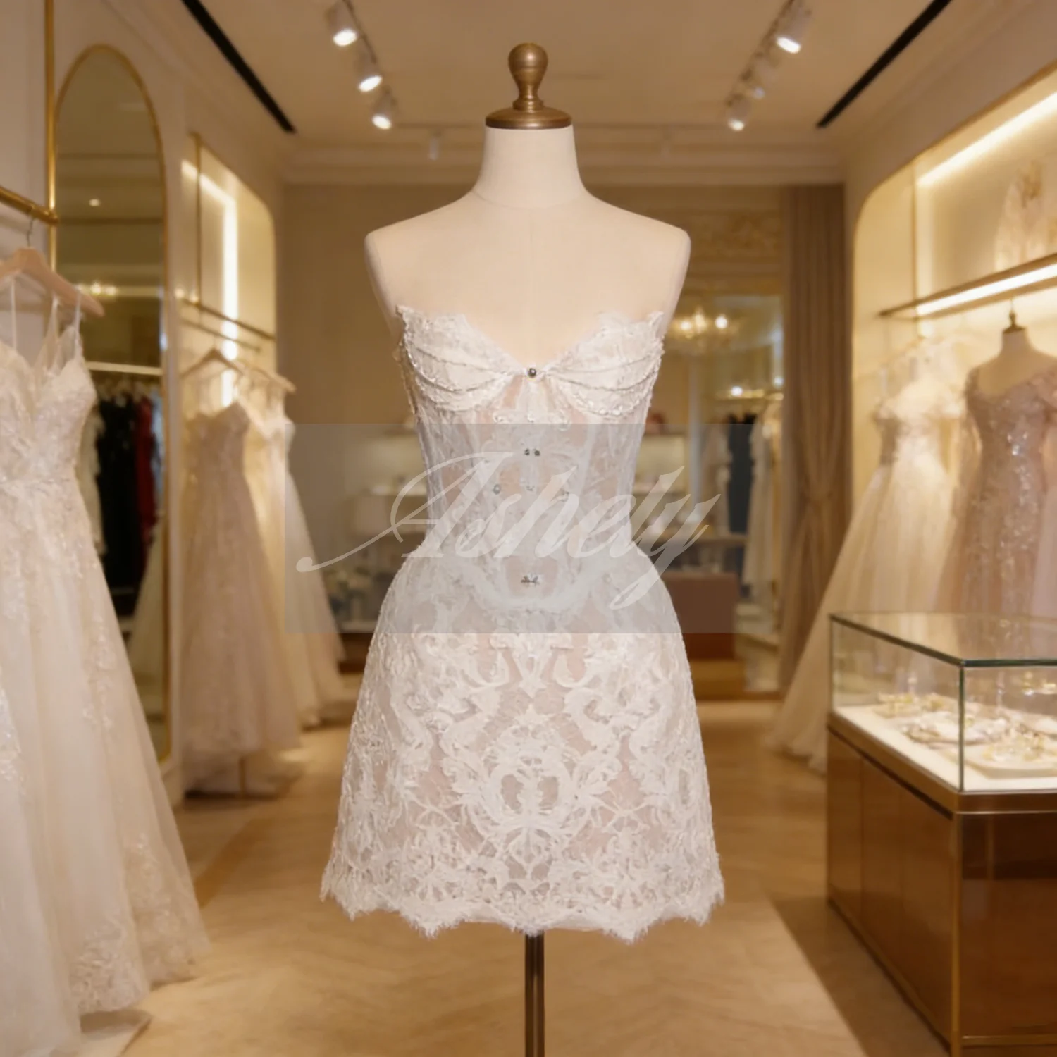 

Elegant Lace Short Prom Dresses Sweetheart Pearls Sheath Sexy Mini Cocktail Clubwear Teen Girl Homecoming Graduation Customized