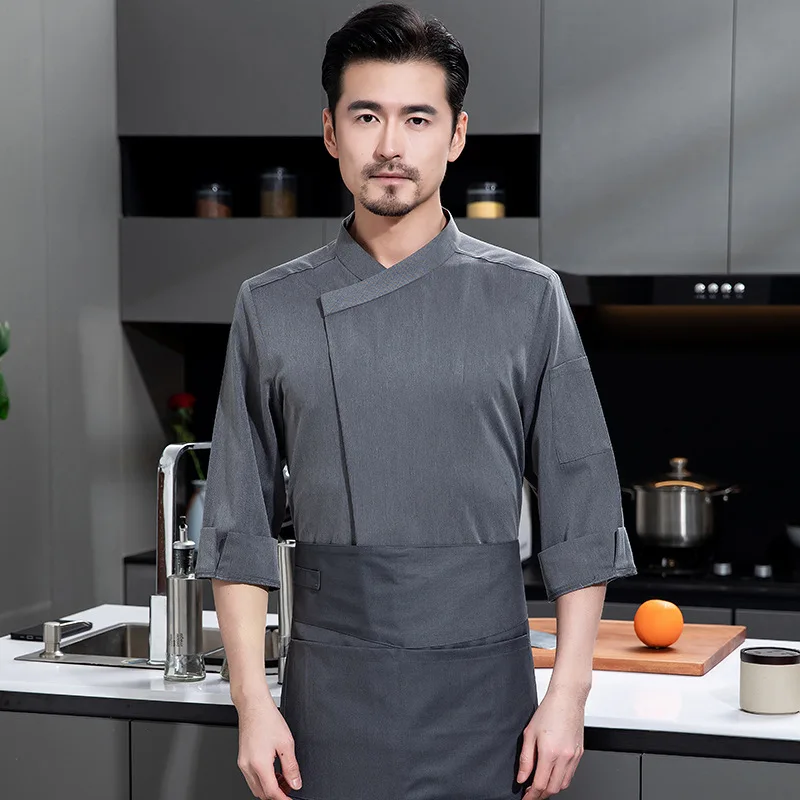 夏用シェフ作業服（七分袖）、ケータリング業界、茶屋、ホテル、裏厨房の男性向け夏服
