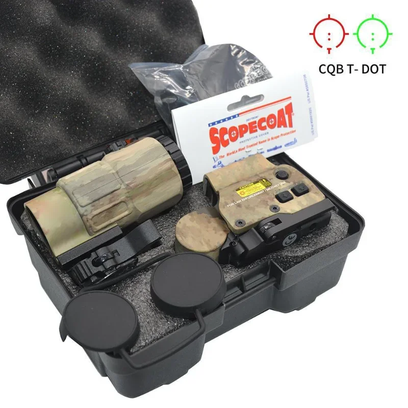 Tactical G45 5X Magnifier With 558 Red Dot Combo Scope Optics QD Mount Weaver Fit 20MM Rail Mount Airsoft Wargame Hunting