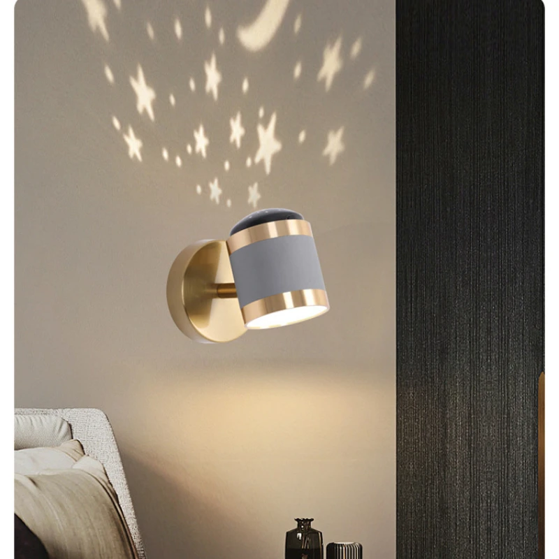 

Nordic Modern Wall Lamp 6W LED 3 Color Mode Folding Rotary Star Projection Lights Home Living Room Bedside Sconces Decoration