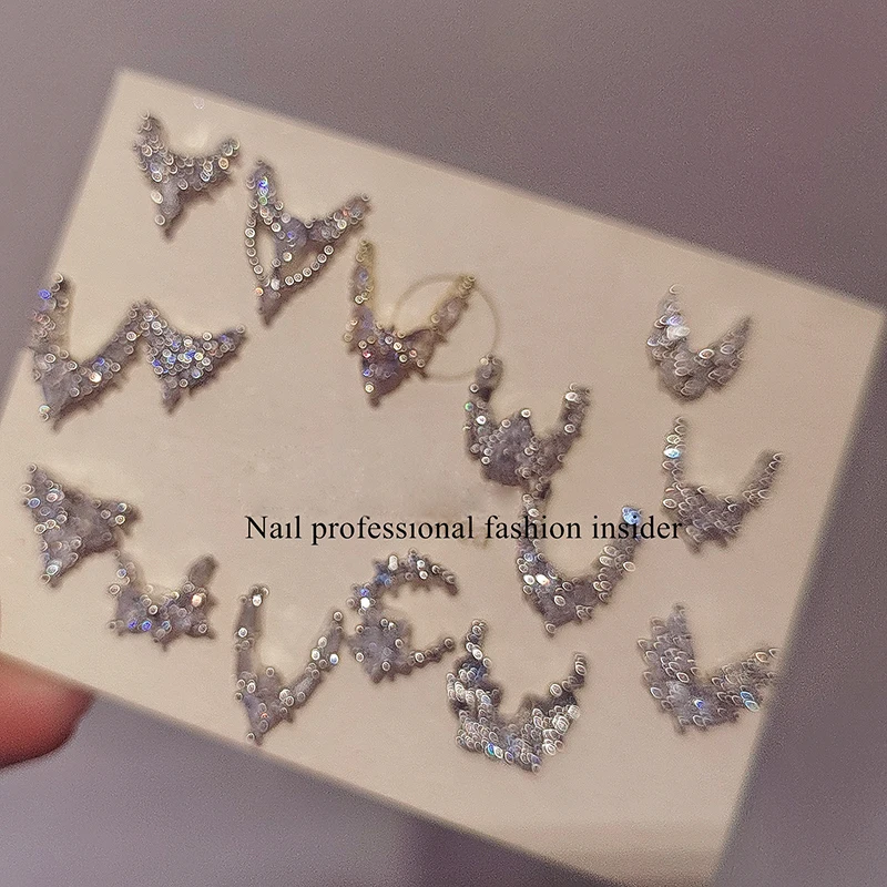 10 Stück Pfahlbohrer im französischen Stil, Textur, Nageldekoration, Zirkonia, Strass-Accessoires, schillernder Edelstein, floraler Stil, Kristall