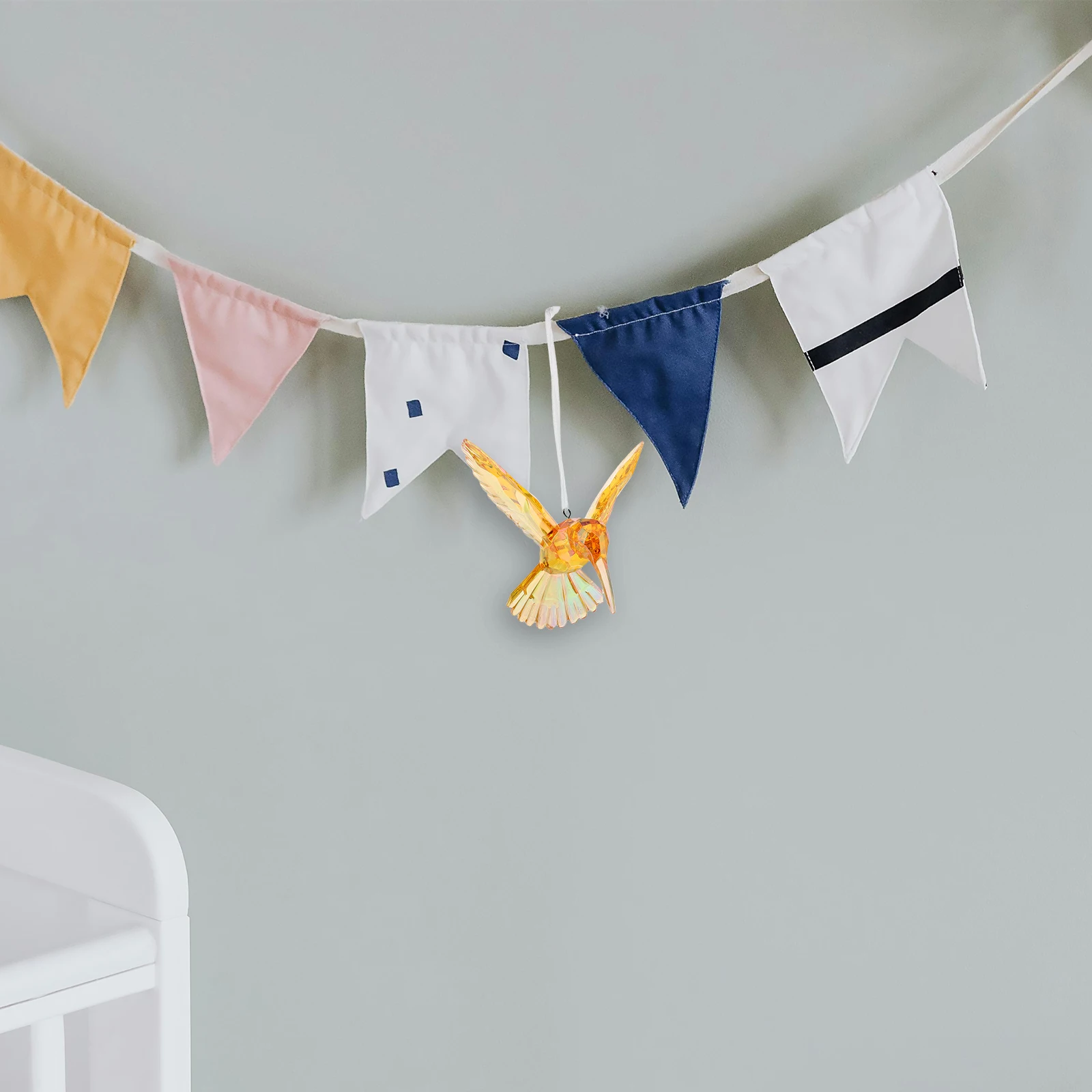

Acrylic Hummingbird Ornament Transparent Bird Pendant Hanging Decor for Home Living Room Ceiling Yellow Modern Bird Shape