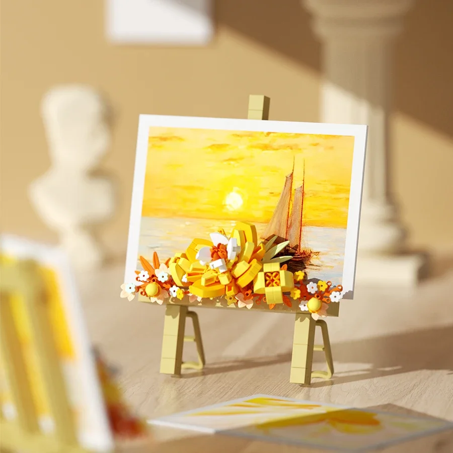 Mini Flower Painting Shelf - DIY Building Blocks Easel, Educational Display Gift