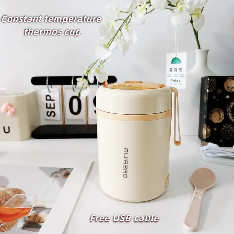 Tasse à petit-déjeuner à température constante en acier inoxydable 304, tasse à soupe branchable, isolation longue durée, uniquement pour les étudiants