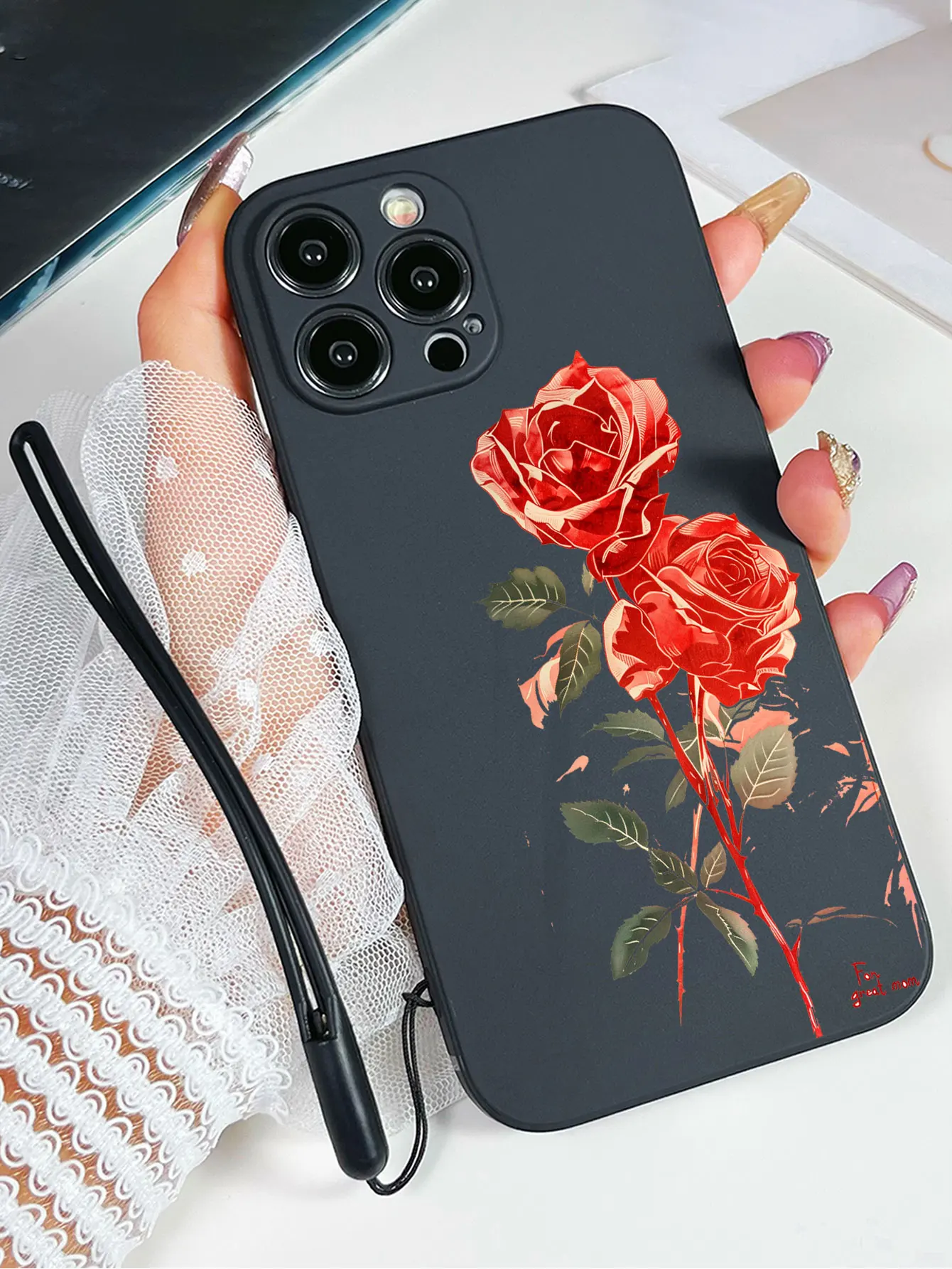 Роскошный чехол для телефона с жидким силиконовым узором «красная роза» для iPhone 17, 16, 15, 14 Plus, 13, 12, 11 Pro Max X XS XR 7 8 SE, задняя крышка Fundas