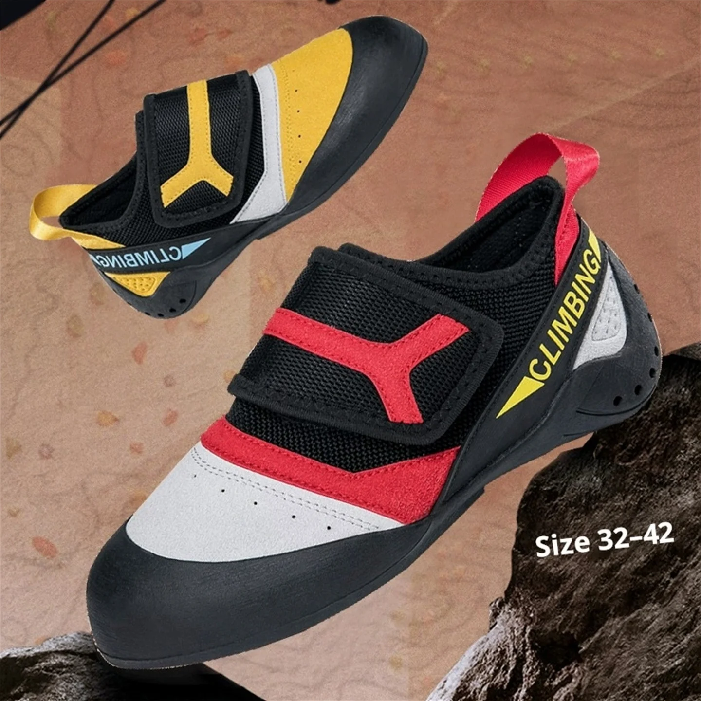Beginner's Indoor Climbing Shoes For Men Women Size 32-44, Outdoor Non-Slip Wear-resistant Bouldering Training Sneakers