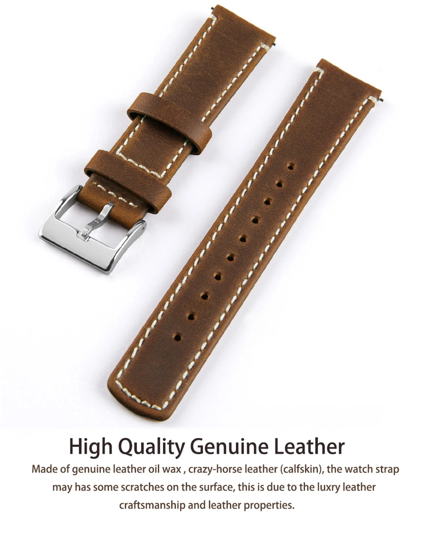 Top Grain Echtleder-Uhrenarmband, Schnellverschluss 20 mm/22 mm Uhrenarmband, passend für Samsung Galaxy Watch, Herren- und Damen-Uhrenarmband – Detail 26