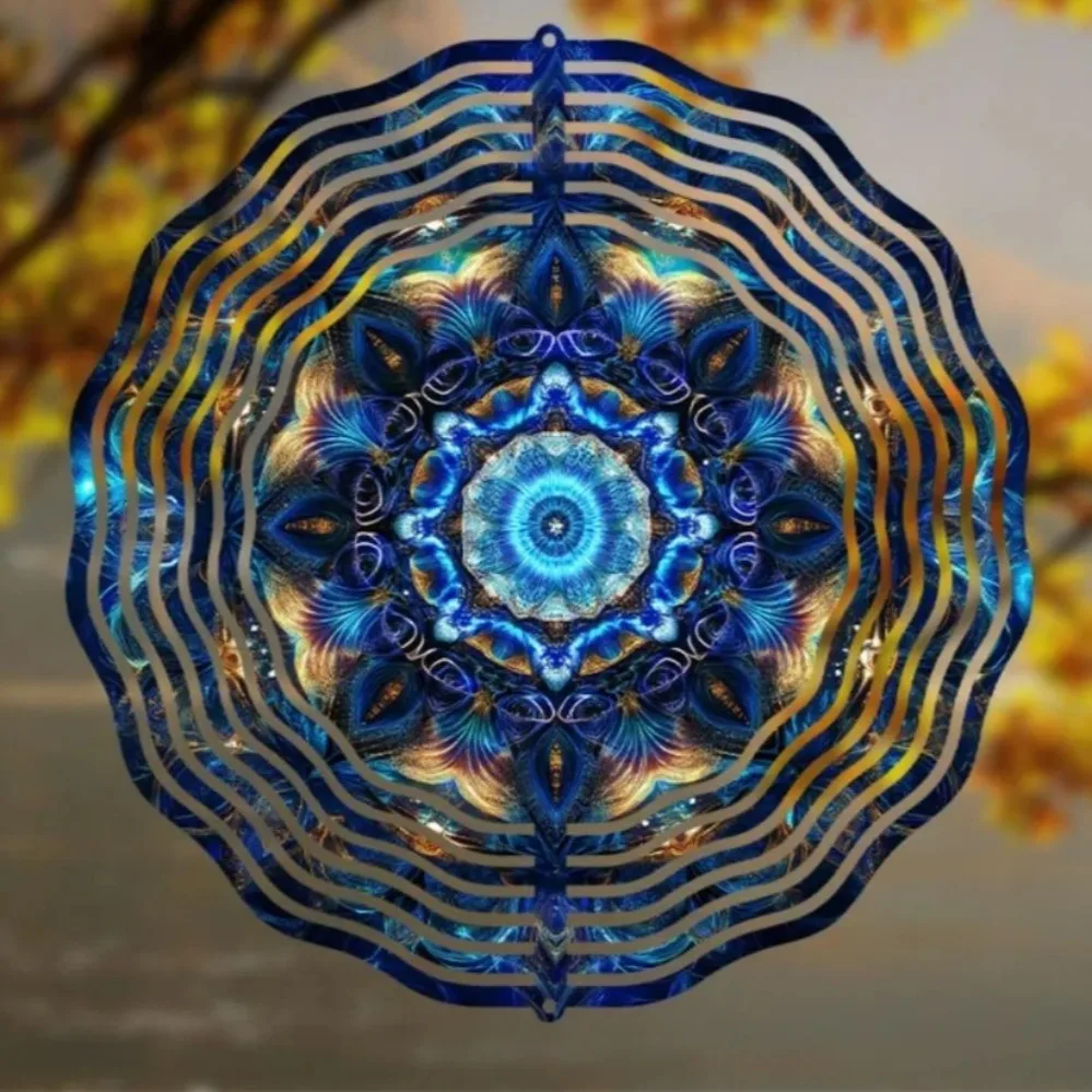 Vibrant Mandala Wind Spinner 360° Rotating Hook • Metal Balcony/Yard • All-Season Decor