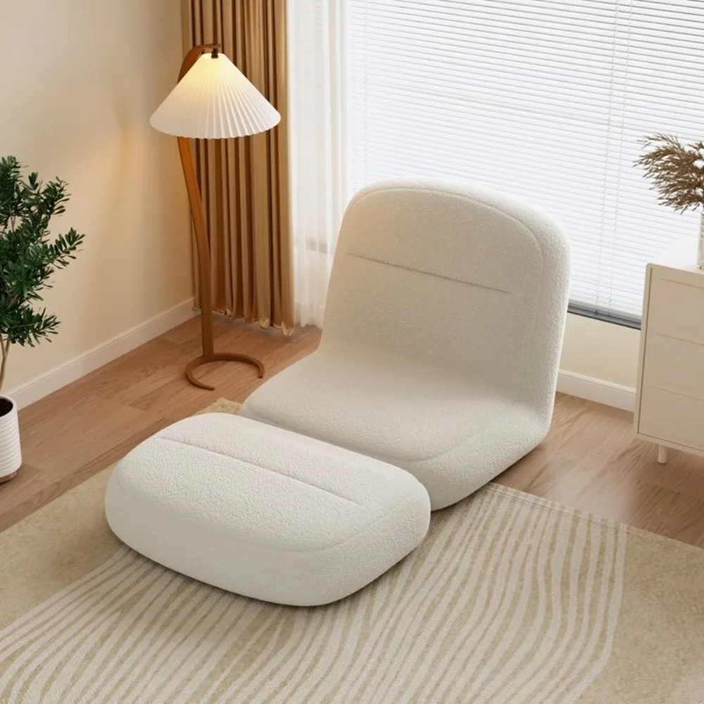 Cute lazy sofa single lamb wool Internet celebrity tatami indoor balcony small sofa chair home leisure can lie down