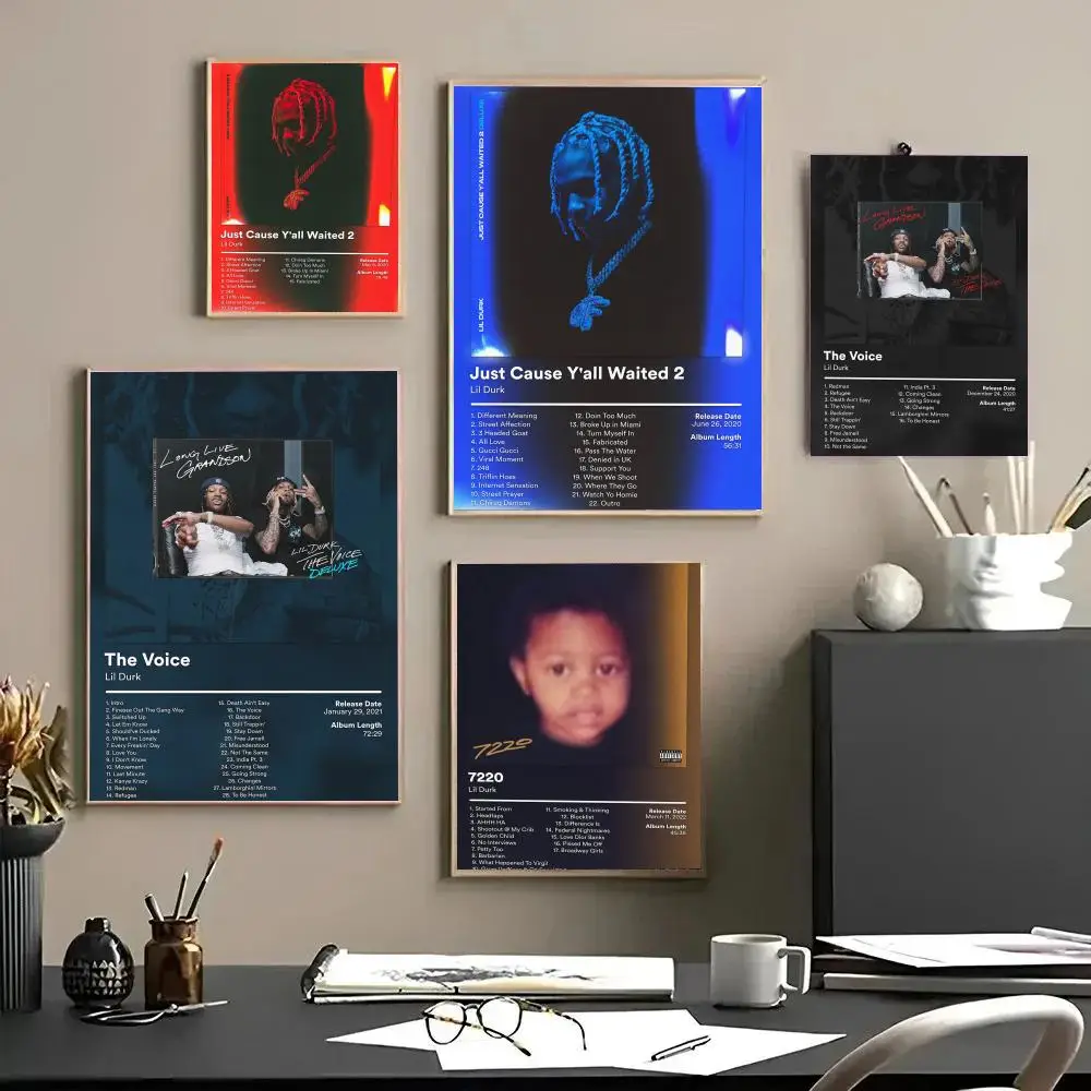 Rapper L-Lil Durk Album Cover Poster Decorative Wall Art Stickers Mural Photo Print for Home Living Room Hallway Decor