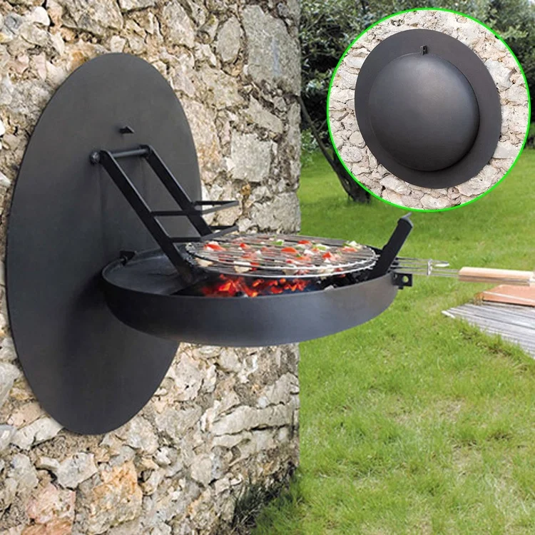 Antique Wall Mounted Metal Smokeless Gas Outdoor Wall Mounted Grill Fire Place Fire Pit