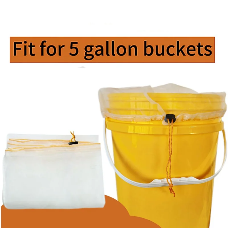 Abjn-filtro de mel de malha ultrafina, saco de filtro de mel de 5 pces com cordão ajustável-extrator de equipamento de extração de mel