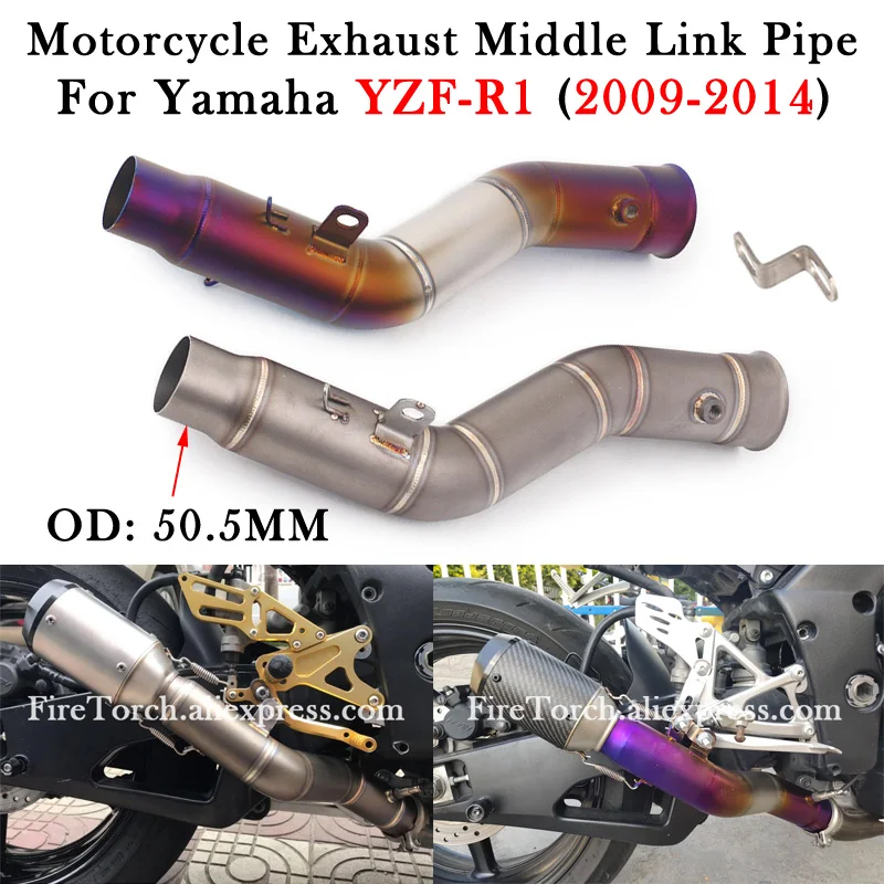 

Slip On For YAMAHA YZF-R1 YZF R1 2009 - 2014 Motorcycle Exhaust Modify 51MM Connection GP Escape Moto Side Row Middle Link Pipe