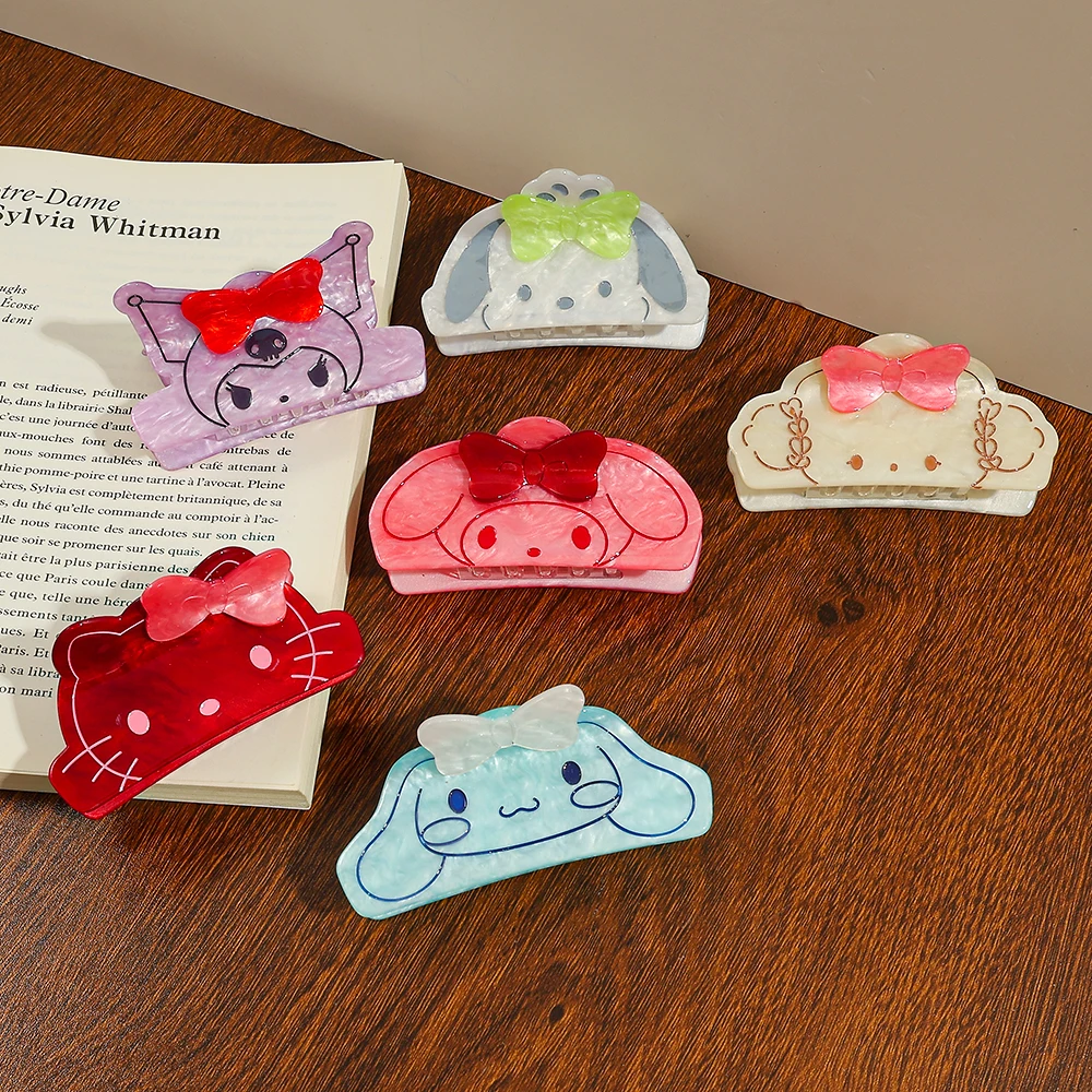 

RANDOM 6PCS Sanrio cute cartoon daily decorative headwear, hair accessories, gifts, medium-sized casual acrylic hair claw