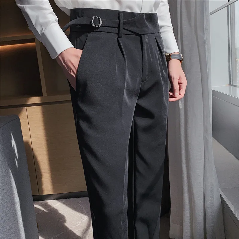 Naples High Waist Casual Business Dress Pants Men High-quality Office Social Suit Pants Fashion Wedding Groom Party Trousers