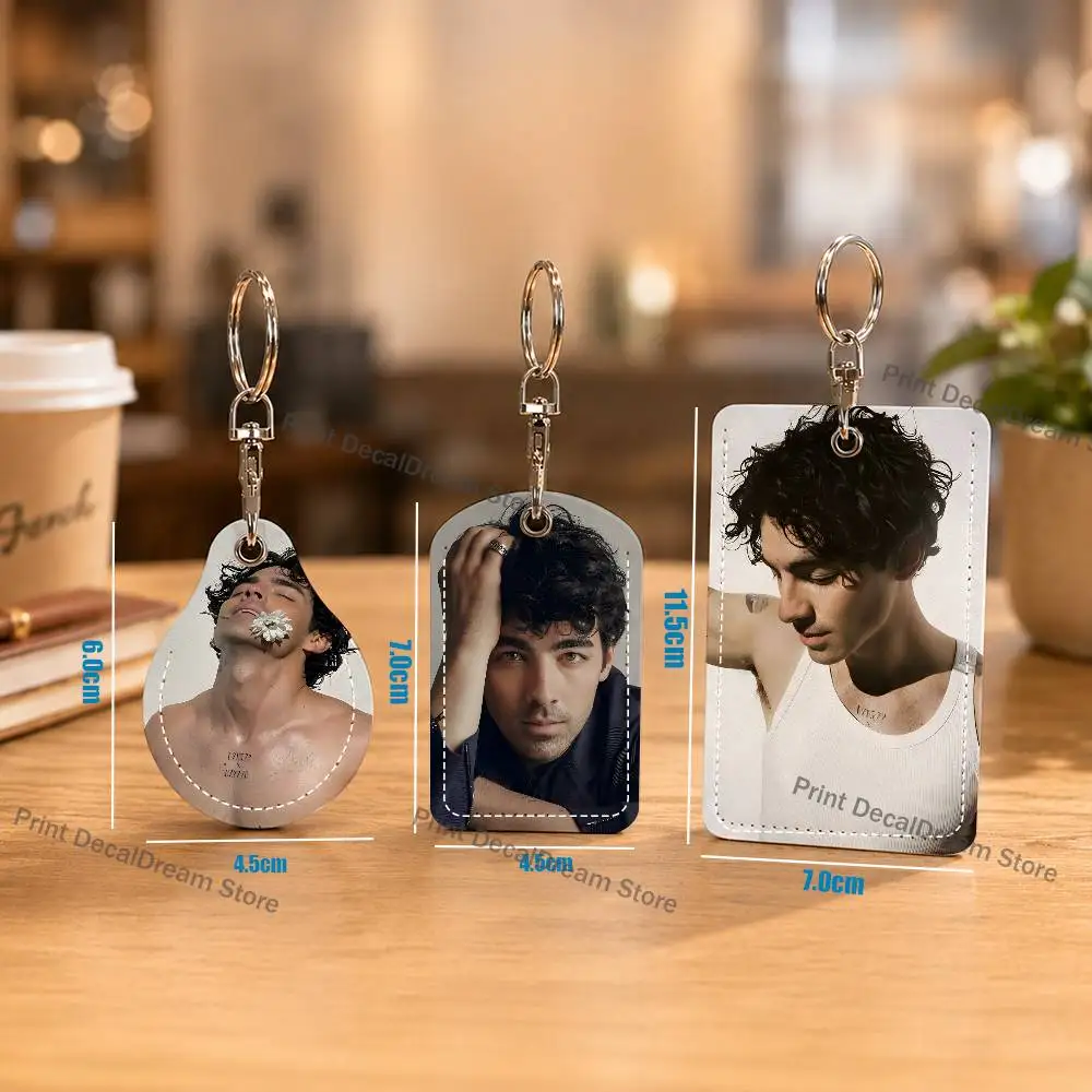 

Actor J-Joe Jonas PU Leather Card Holder Keychain Key Ring Door Lock Access Tag ID Access Card Air Tag Case Keychain Card
