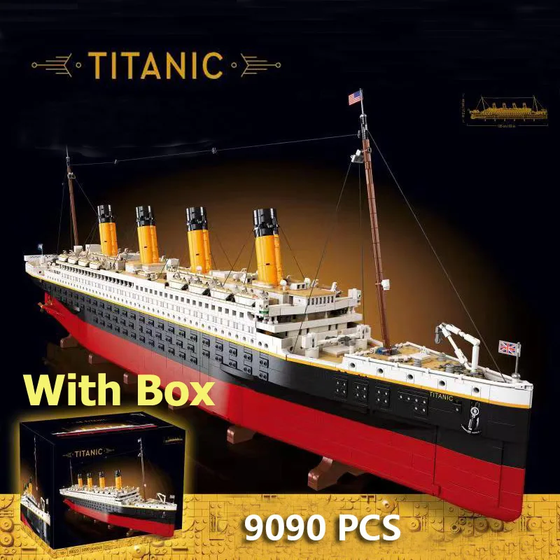 With Original Box 9090pcs Movie Titanic Cruise Boat Ship City Model 10294 Building Blocks Bricks Figures Toys Christmas Gifts