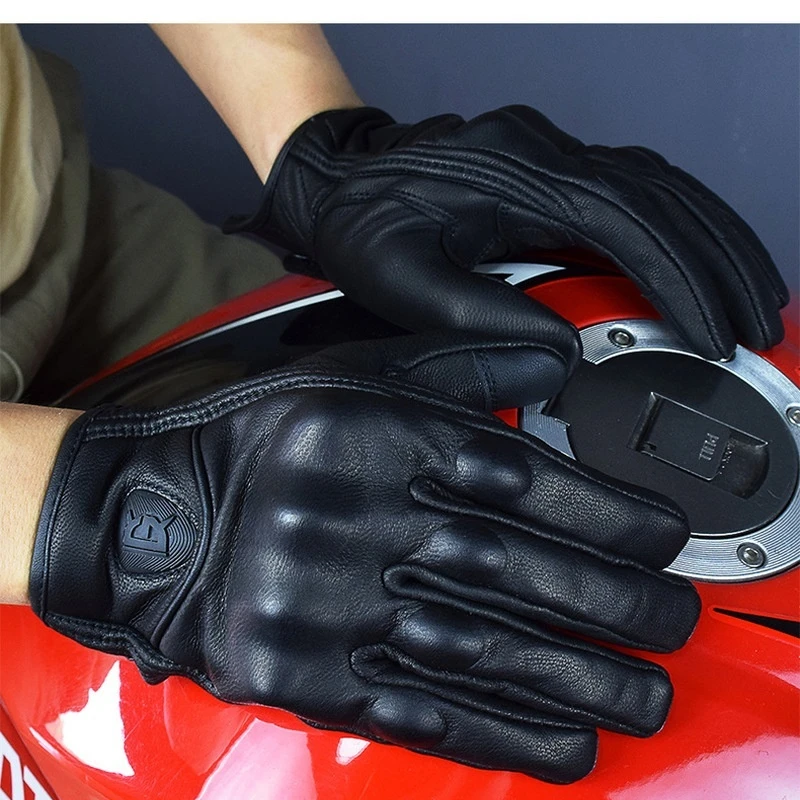 GHOST RACING Motorcycle Gloves Leather Gloves Men'S Racing Riders Anti Fall Riding All Finger Fashionable And Christmas Gift