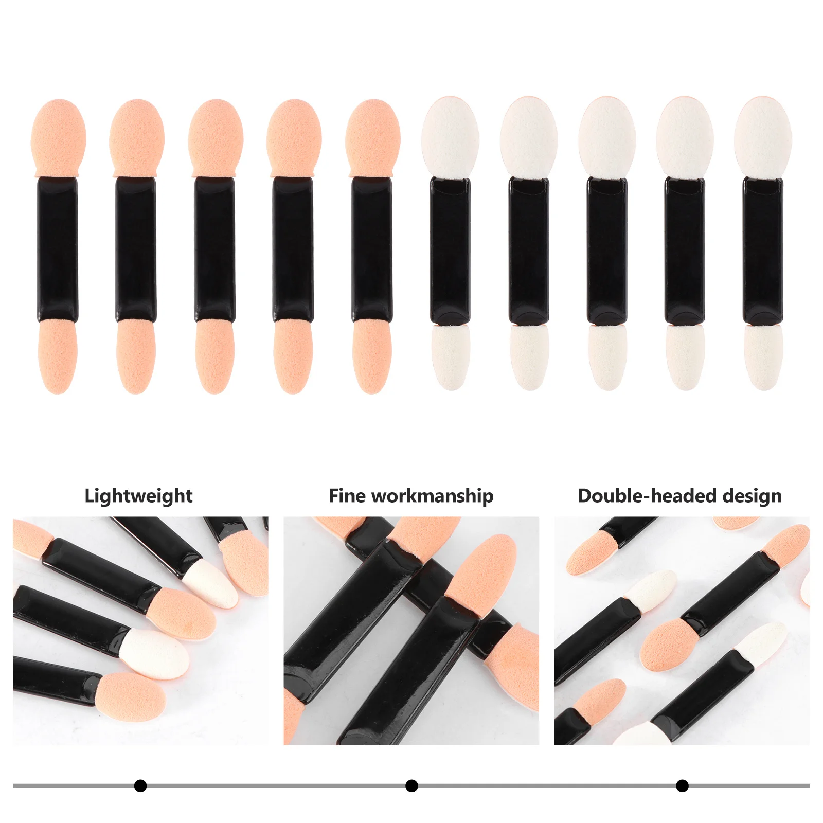 20 pennelli per ombretto a doppia testa, in cotone e alluminio, strumenti per trucco leggeri usa e getta per le donne, viaggi, feste