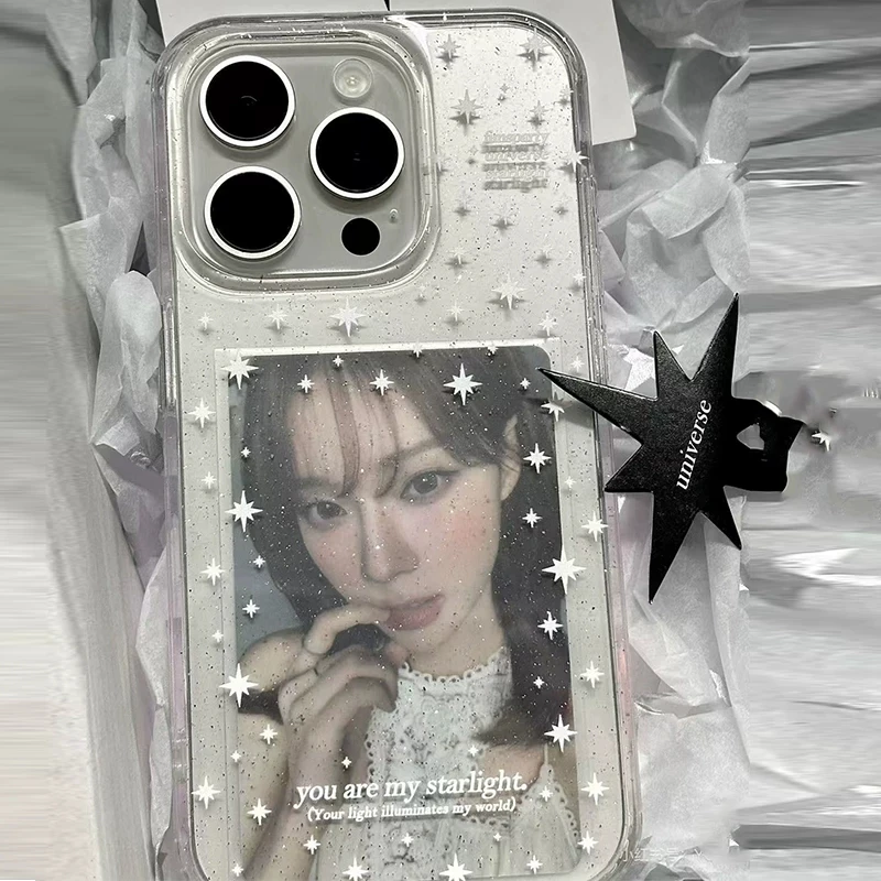 Coque de téléphone coréenne mignonne et tendance « You Are My Starlight » avec paillettes pour iPhone 17 16 15 14 13 12 11 Pro MAX 17air MINI XR XS 7 8 Plus