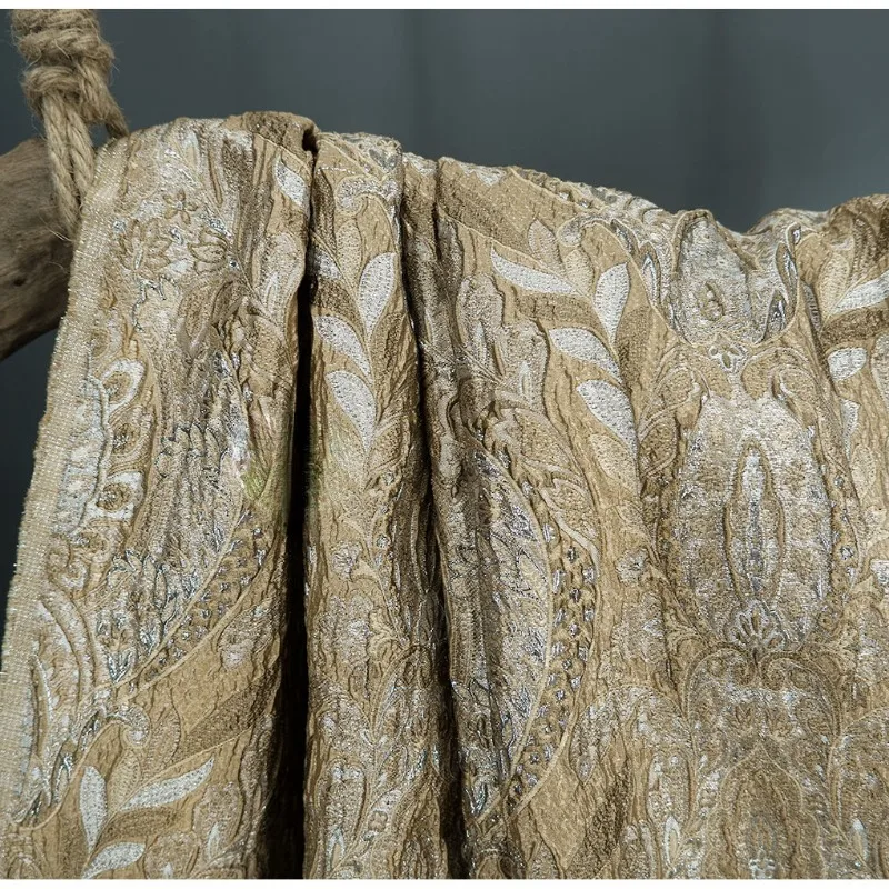 Resplendent Palace Style European Bright Silk Blend Three-dimensional Texture Embossed Jacquard Fabric Jacket Designer Fabric