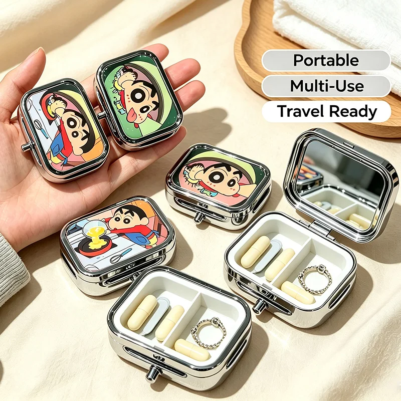 Crayon Shin-chan Mini Sealed Metal Tin Box Moisture Proof Pocket Candy Pill Travel Storage Container for Anime Fans 짱구는 못말려 1 s