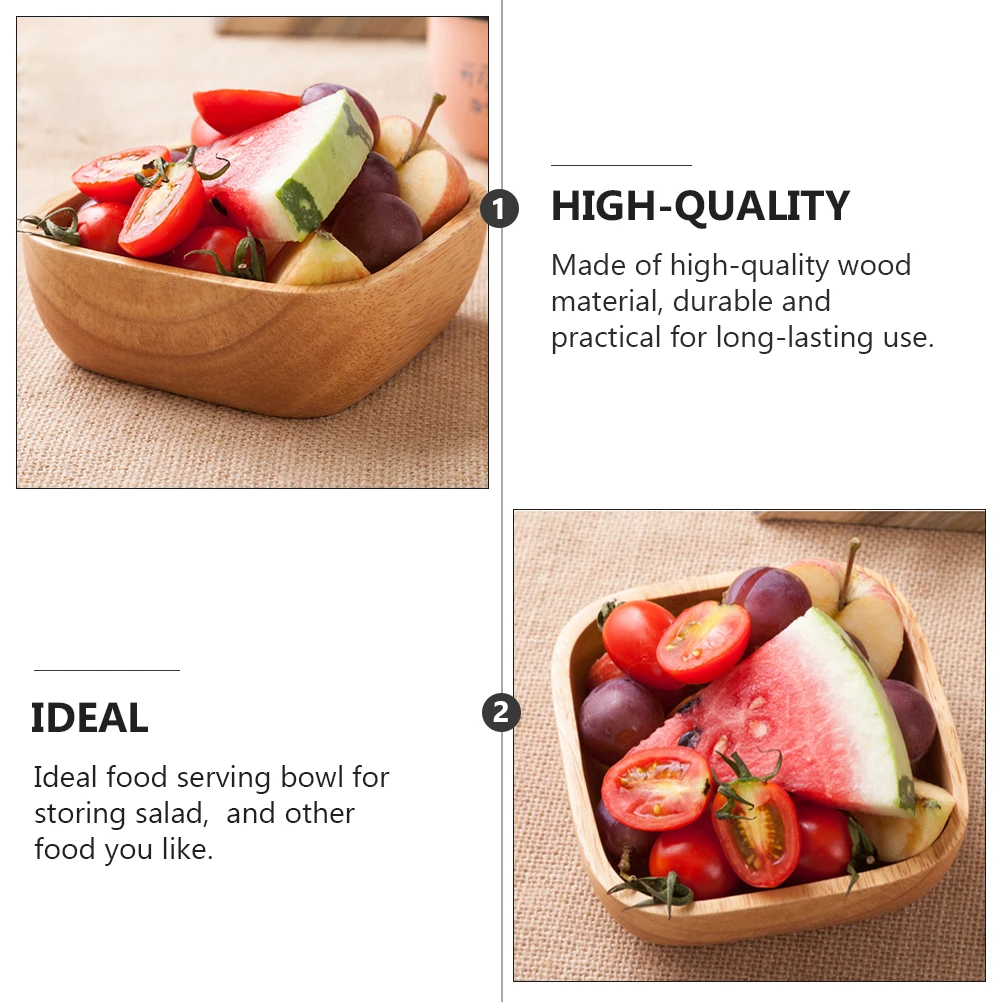 

Solid Wood Small Wood Salad Bowl Size Smooth Edge Fruit Snack Dessert Wooden Bowl Kitchen Wooden Tableware Container
