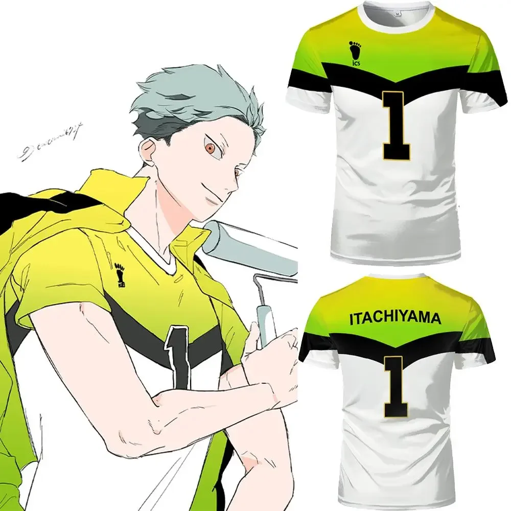

Popular Anime Volleyball Boy ITACHIYAMA Team Uniform Summer Sports Breathable Ball Uniform Men And Women Trendy Round Neck Top