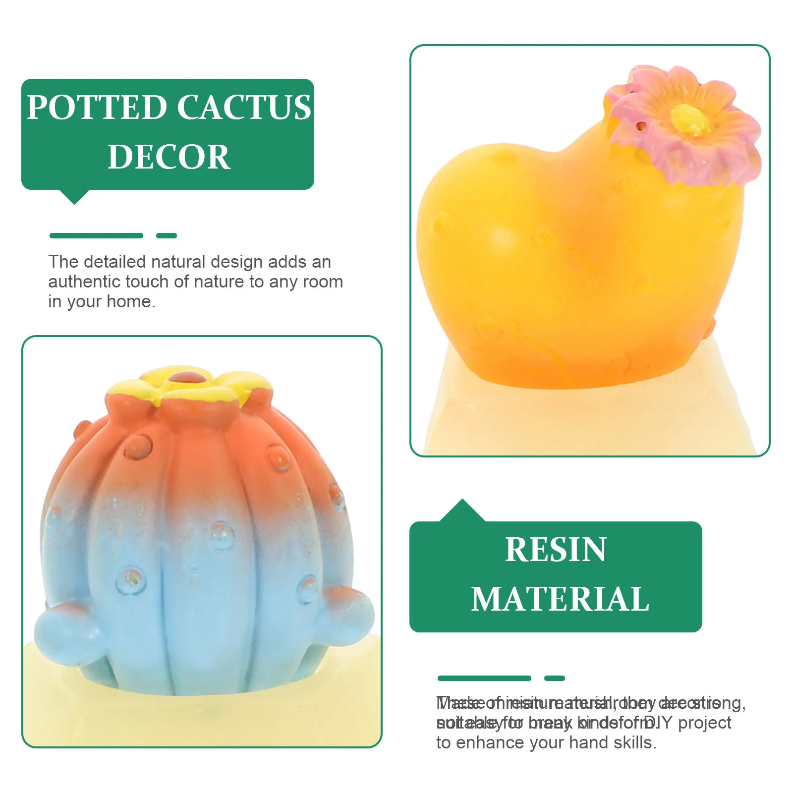 

9Pcs Mini Resin Cactus Potted Plants Small Size Desktop Home Office Decoration Creative Greenery Car Ornament Resin Figurines