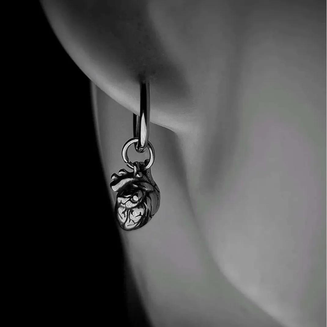 Vintage Heart Earring,Gothic Jewelry,3D Organs,Weird,Witchcraft Accessories,Pagan,Mysticism,Heart Charm,Ear Hook For Women Girls view 5