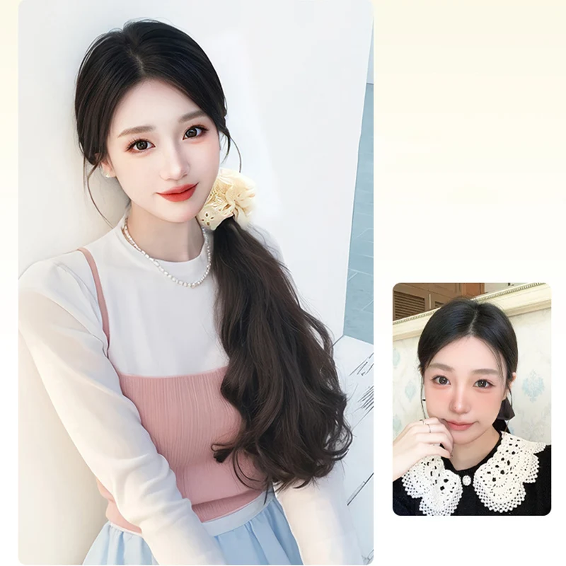 Ponyta wig Bienca lazy layer big wave atmosphere sensor side tie low ponytail wig braid