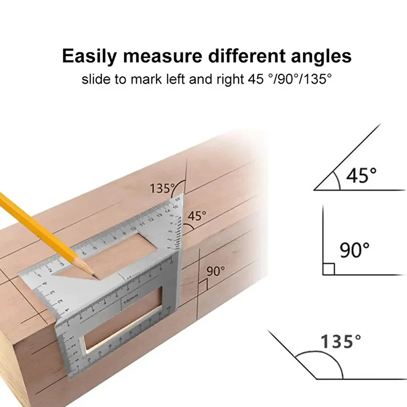 Multifunctional Angle Ruler 45 90 Degree Aluminum Alloy Accurate Woodworking Square Angle Ruler Marking Gauge Carpenter Tool view 4
