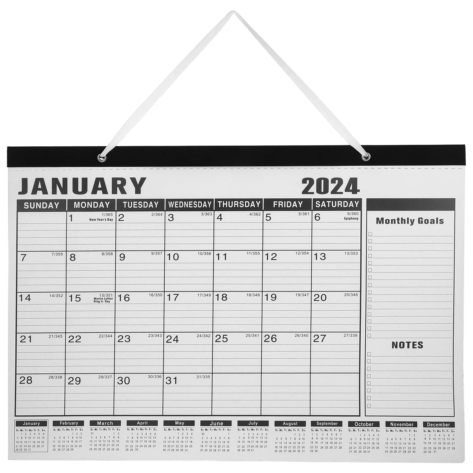 

English Version 2024 Wall Calendar Desk Monthly Paper Hanging Family Birthdays Daily Use Sturdy Office Household Room Schedule