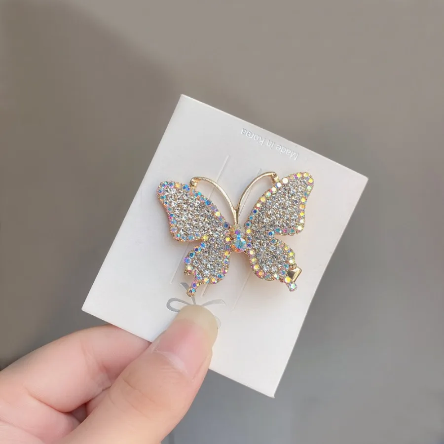 Fashion Butterfly Rhinestone Hair Clips for Girls Sweet Kids Hairpins Barrette Summer Headwear Hair Accessories Hair Ornaments