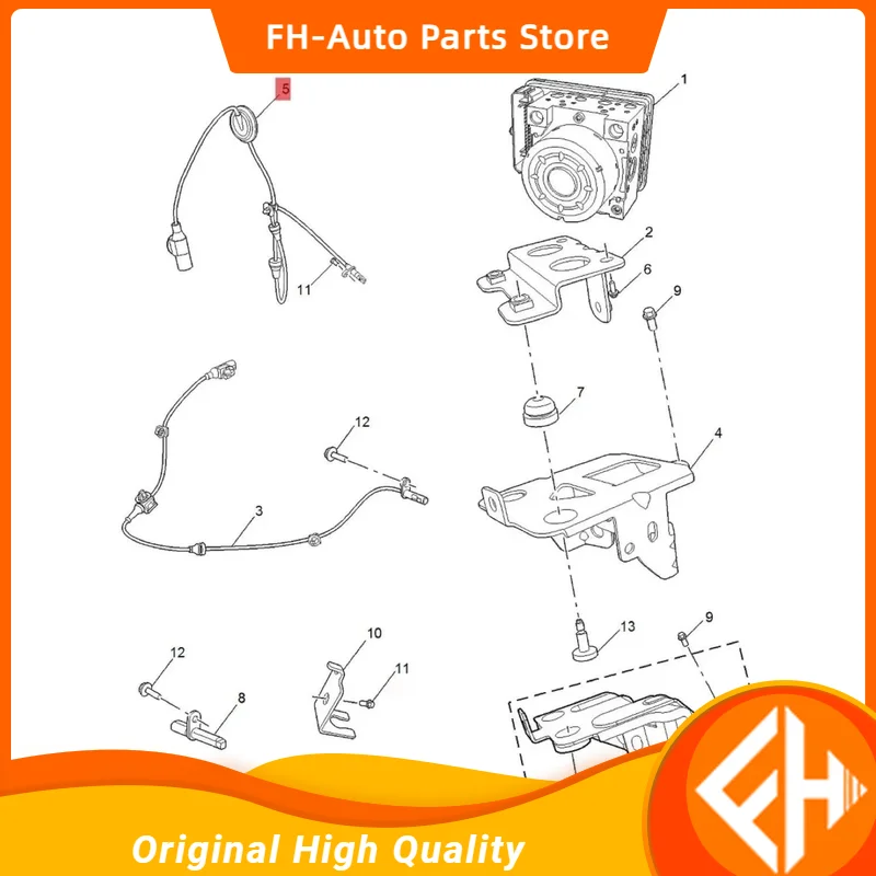 1 szt. Hamulec ABS czujnik z przodu/z tyłu lewego prawego strona dla chińskiego SAIC ROEWE i5 i6 nowy MG5 części silnika 10136733 wysokiej jakości