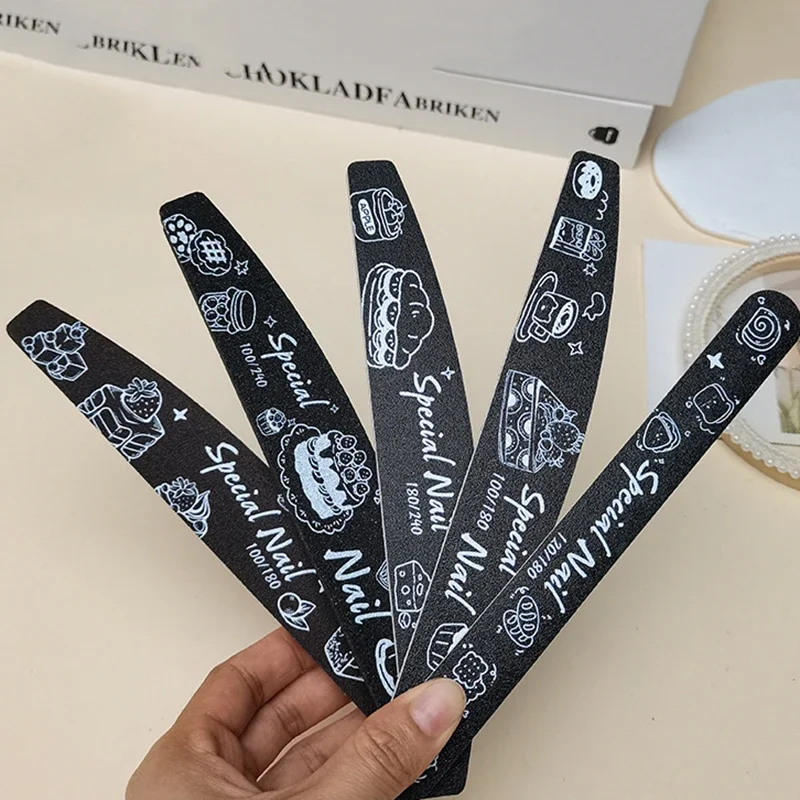 1 قطعة ملفات الأظافر السوداء للتقليم الرملي مزدوجة الوجهين ملف الأظافر 100-240 حصى مسمار الفن أدوات العناية أدوات تلميع عالية الجودة