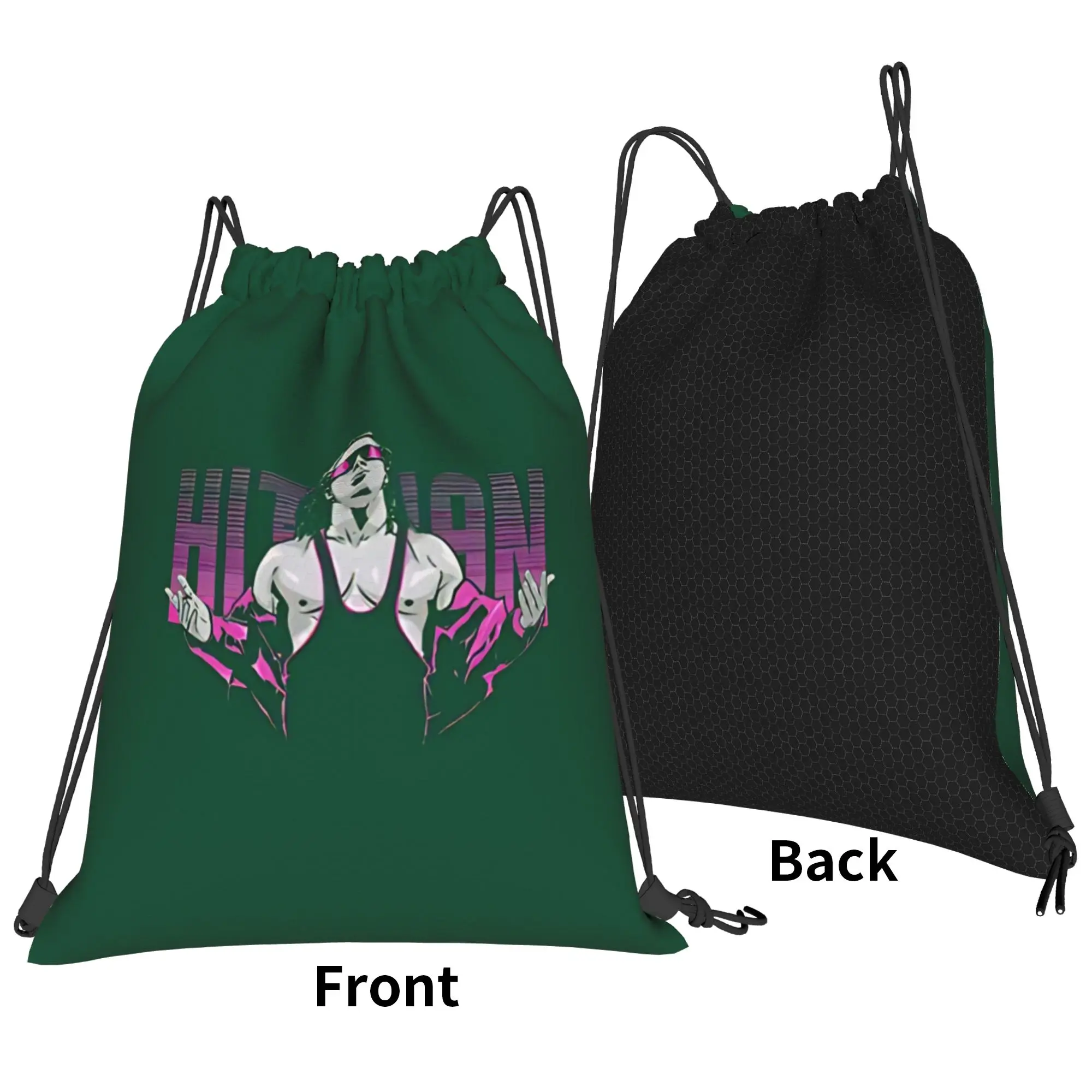B-Bret Hart fighter silhouette  Portable Hiking Riding Gym Drawstring Storage Sporty Backpacks