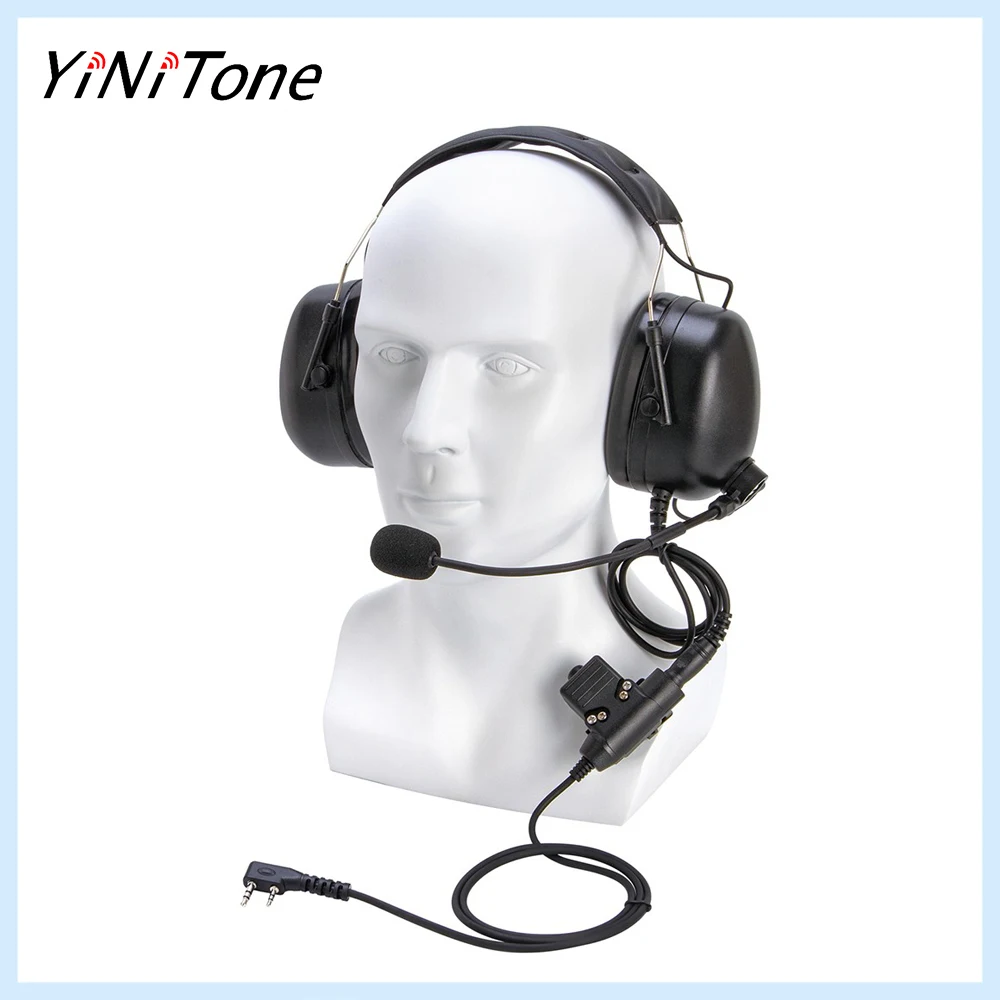 U94 PTT Adapter with Universal Aviation Pilot Headphone Ham Radio Earpiece Mic for Baofeng Kenwood HYT TYT Baofeng UV 82 UV5R UV