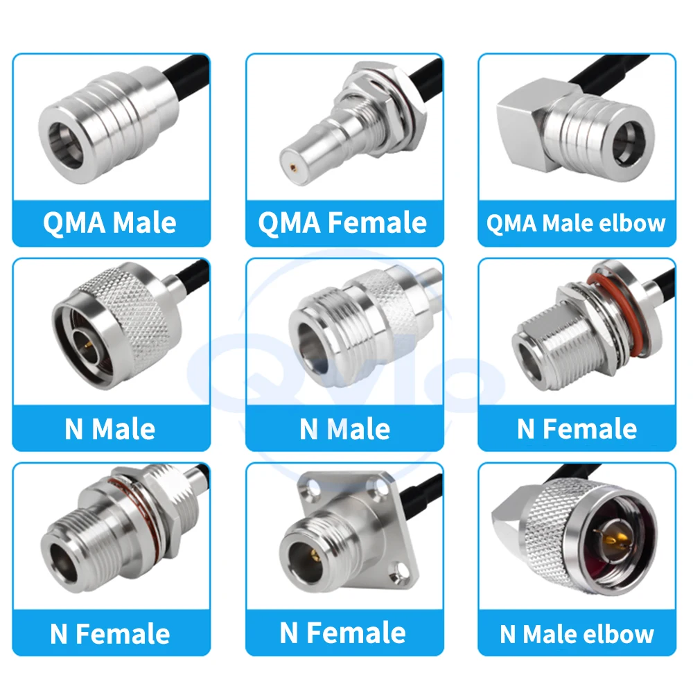 (1 pcs) QMA to N-type RF Adapter Cable Extension Lead Male / Female Angled Connectors RG174 Coaxial Cable 0-6GHz QMA to N Cable
