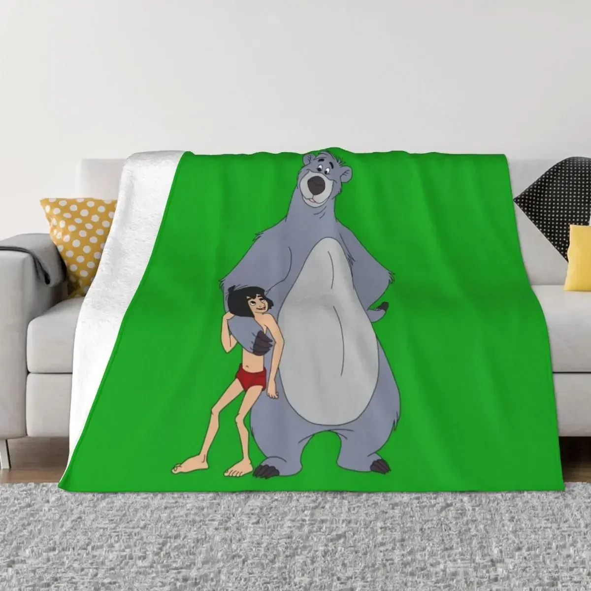 Baloo and Mowgli Throw Blanket funny gift Travel Thermals For Travel Flannel Fabric blankets ands Blankets