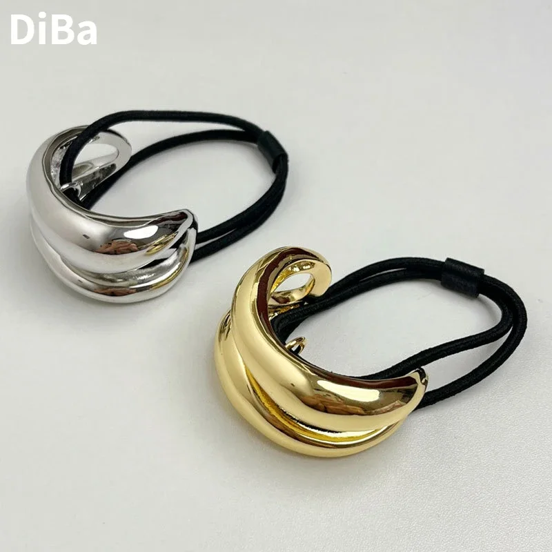 Modern Jewelry Hot Sale Elegant Temperament Metal Hair Rope Banding Tie For Women Girl Hearwearing Accessories Dropshipping