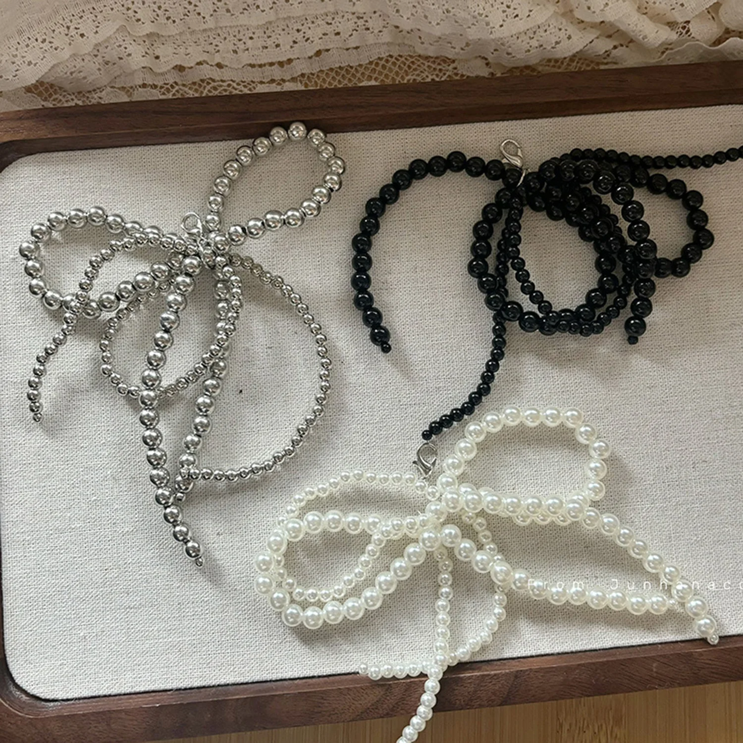 1PC Beautiful Bowknot Shoe Chain Charm Imitation Pearl Beaded Shoe Buckle Ornament DIY Bag Pendant Chain Jewelry Making Supply