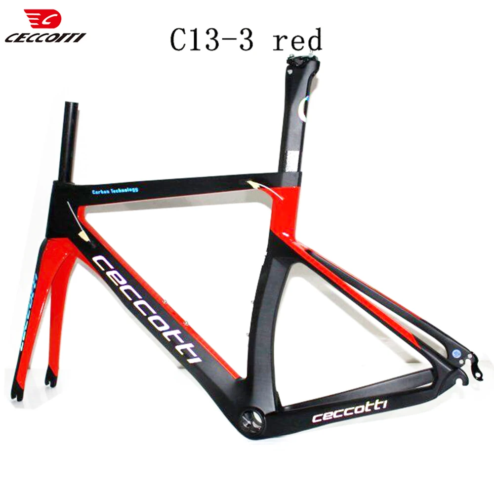 Carbon Road Bike Frame, T1000 UD or 3K Weave Bicycle Frameset BSA and PF30 Reflective Ceccotti Logo, New